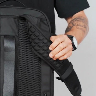 Mochila AirBag Azul Marinho + Sistema de vácuo integrado + Garrafa Inteligente + Bomba de ar portátil