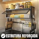 Escorredor De Louça Com Porta Pratos Talheres E Copos 65cm Cor Preto