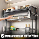 Escorredor De Louça Com Porta Pratos Talheres E Copos 65cm Cor Preto