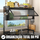 Escorredor De Louça Com Porta Pratos Talheres E Copos 65cm Cor Preto