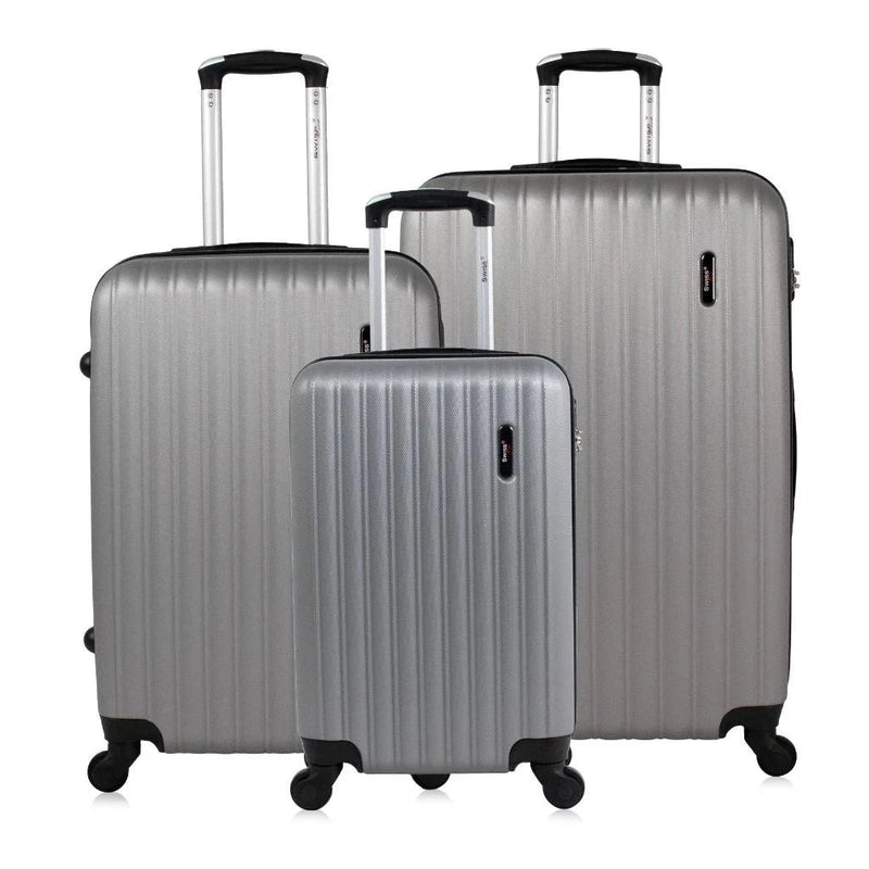 Kit mala de viagem ABS pequena 10kg, média e grande 4 rodas 360º Londres Swiss Move