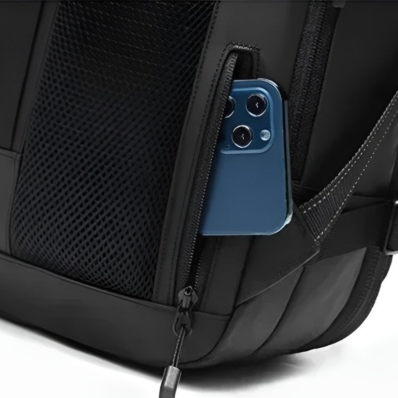 Mochila AirBag Azul Marinho + Sistema de vácuo integrado + Garrafa Inteligente + Bomba de ar portátil